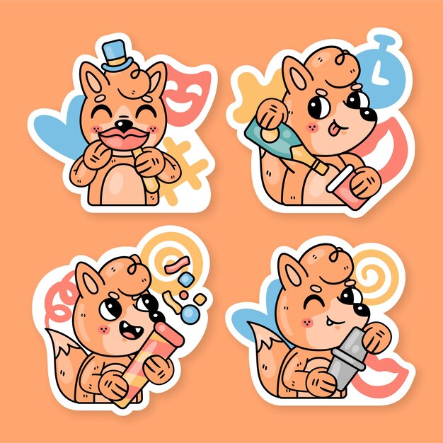 Colección de pegatinas de fiesta con fred the fox