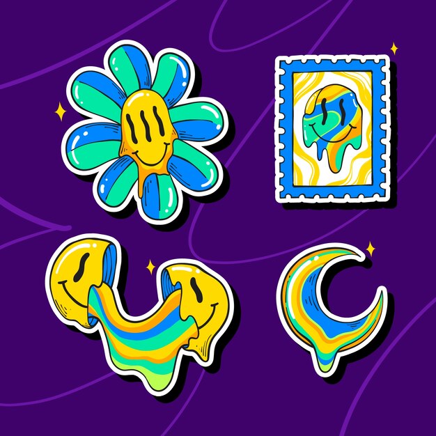 Colección de pegatinas de fiesta rave