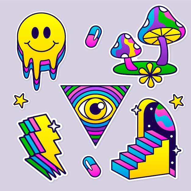 Colección de pegatinas de fiesta rave