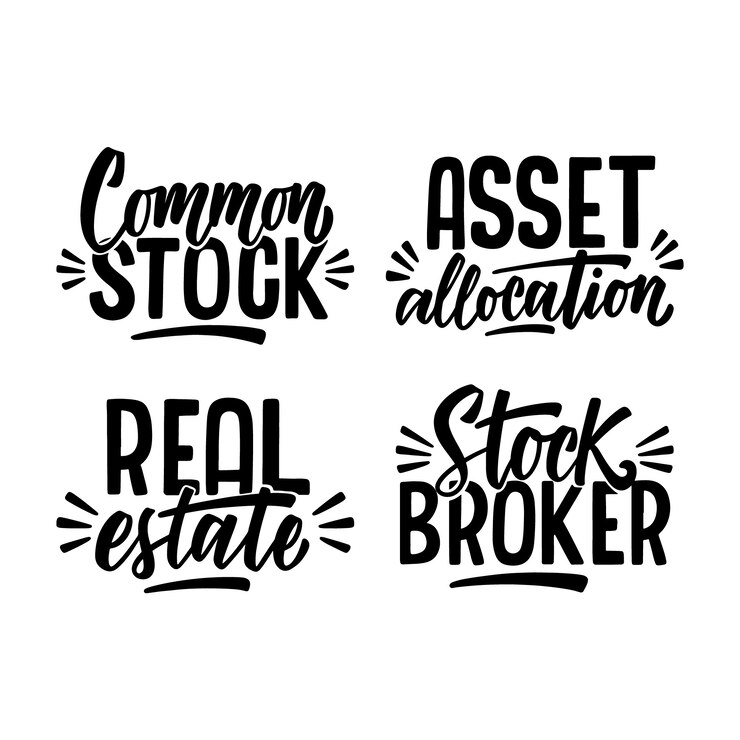 Vector gratuito colección de pegatinas de finanzas y inversiones con letras
