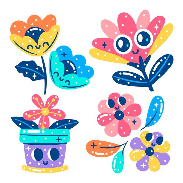 Colección de pegatinas de flores deslumbrantes