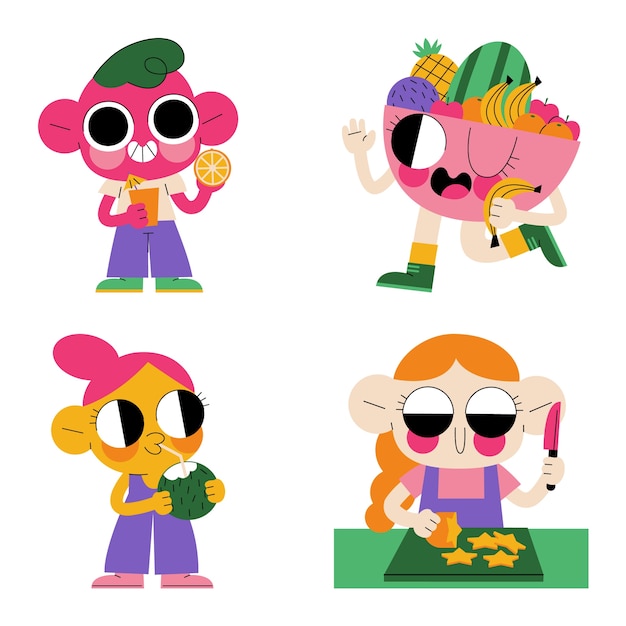 Colección de pegatinas de frutas esmaltadas