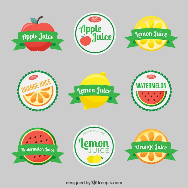 Colección de pegatinas de frutas en estilo vintage