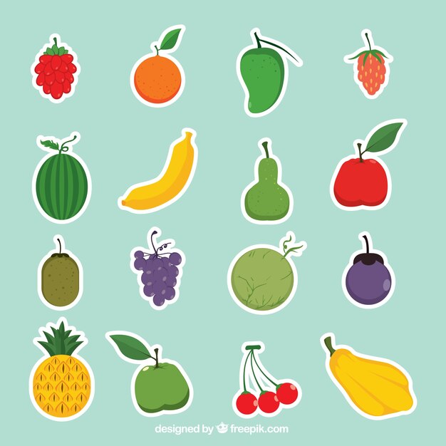 Colección de pegatinas de frutas 