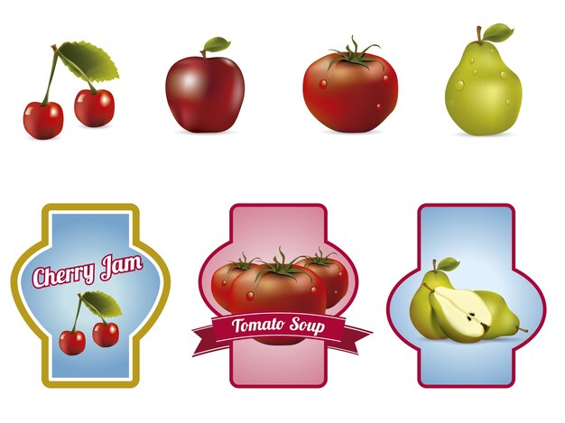 Colección de pegatinas de frutas