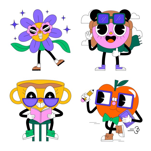 Colección de pegatinas de gafas de ácido