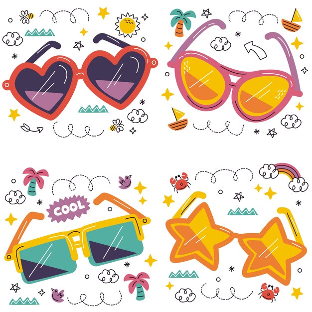 Colección de pegatinas de gafas Doodle