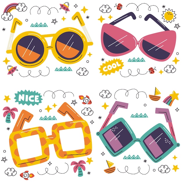 Colección de pegatinas de gafas Doodle