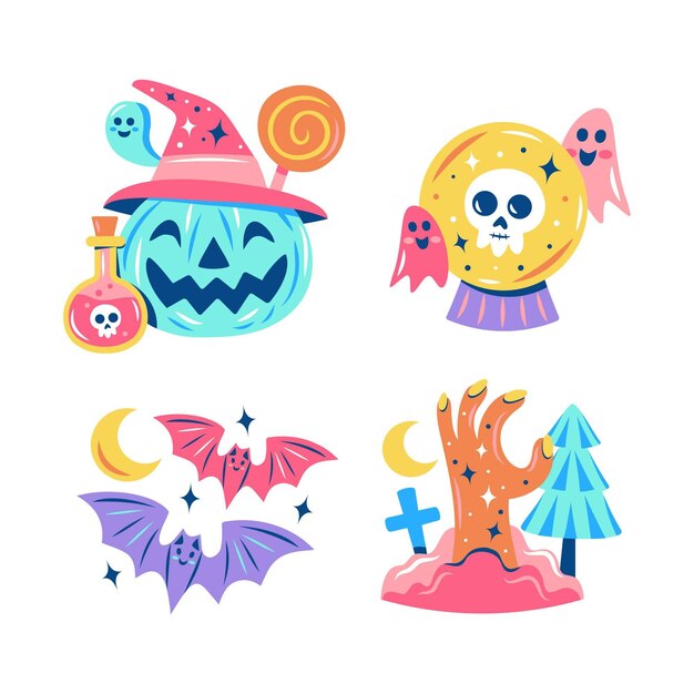 Colección de pegatinas de halloween deslumbrantes