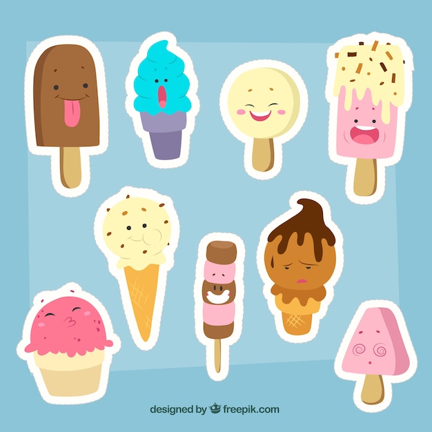 Vector gratuito colección de pegatinas de helado