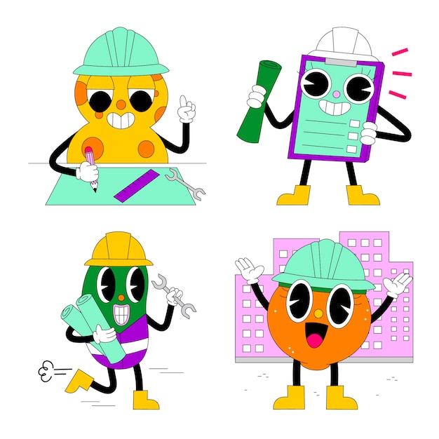 Colección de pegatinas de ingeniero ácido