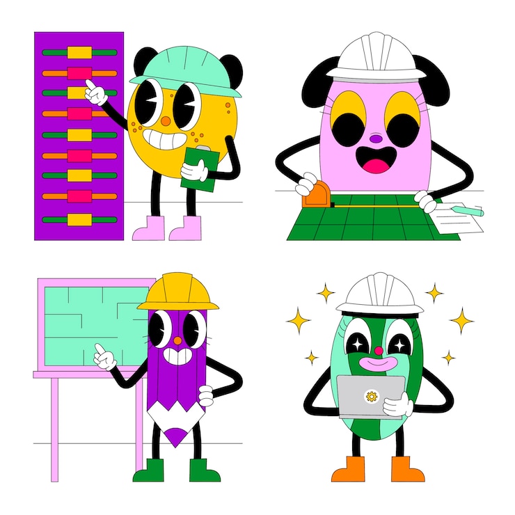 Vector gratuito colección de pegatinas de ingeniero ácido