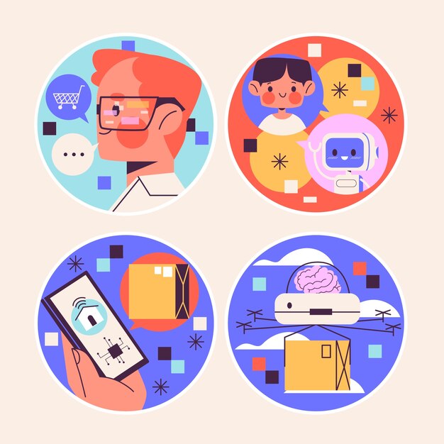 Colección de pegatinas ingenuas ai