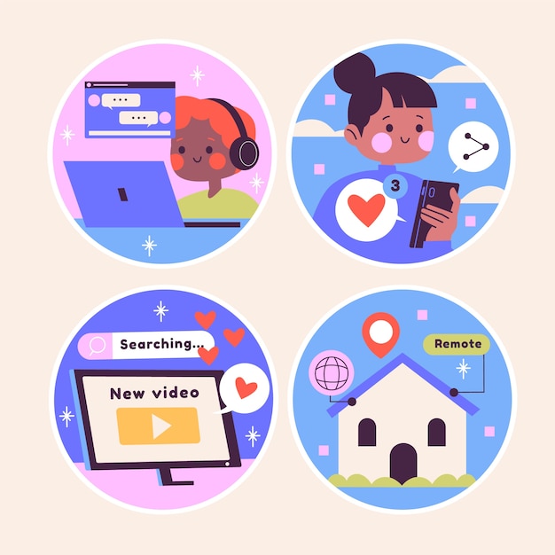 Colección de pegatinas ingenuas de Internet