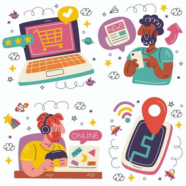 Colección de pegatinas de Internet de Doodle