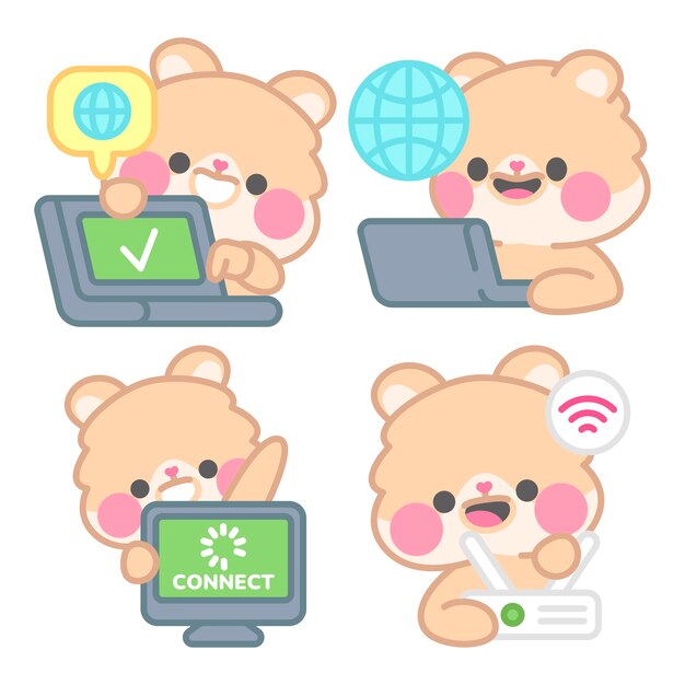 Colección de pegatinas de Internet con el hámster kimchi