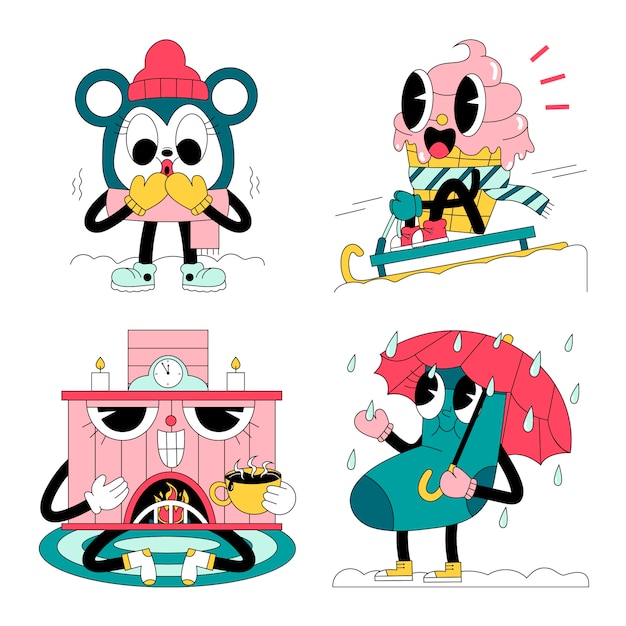 Colección de pegatinas de invierno ácido