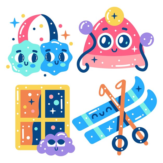 Colección de pegatinas de invierno deslumbrantes