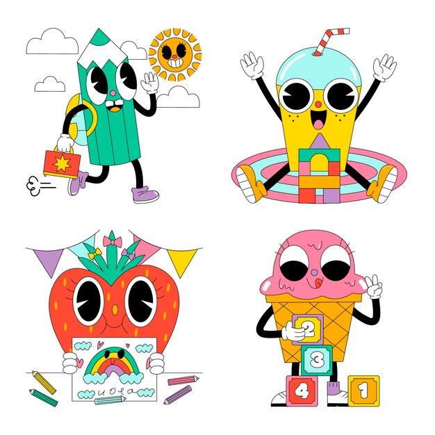 Colección de pegatinas de jardín de infancia ácido