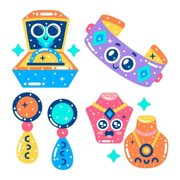 Colección de pegatinas de joyas deslumbrantes