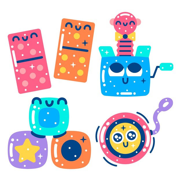 Colección de pegatinas de juegos infantiles tradicionales deslumbrantes