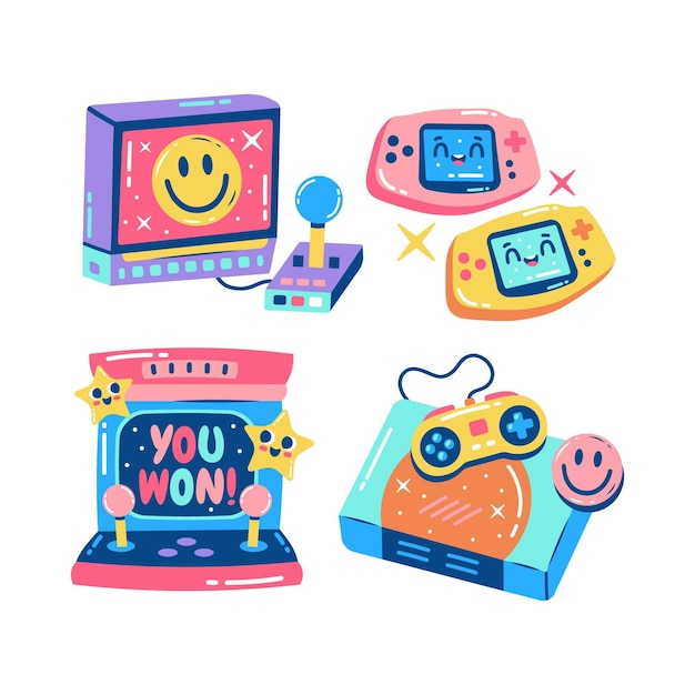 Colección de pegatinas de juegos retro deslumbrantes