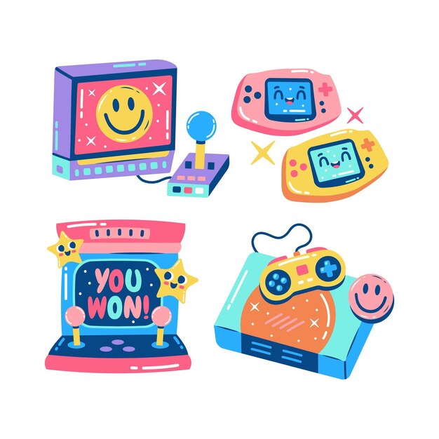 Colección de pegatinas de juegos retro deslumbrantes
