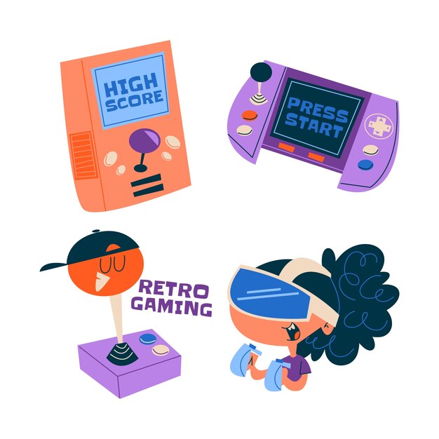 Colección de pegatinas de jugador de dibujos animados