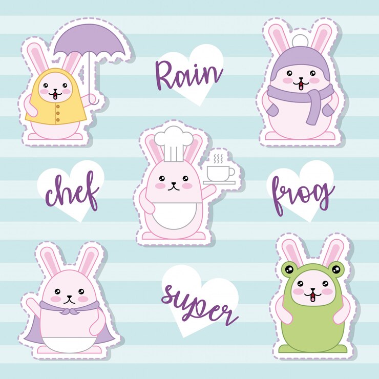 Vector gratuito colección de pegatinas kawaii del día de pascua