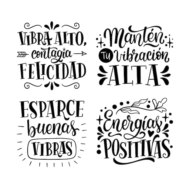 Vector gratuito colección de pegatinas con letras de buenas vibraciones.