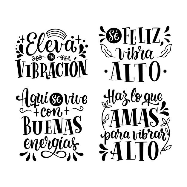 Colección de pegatinas con letras de buenas vibraciones.