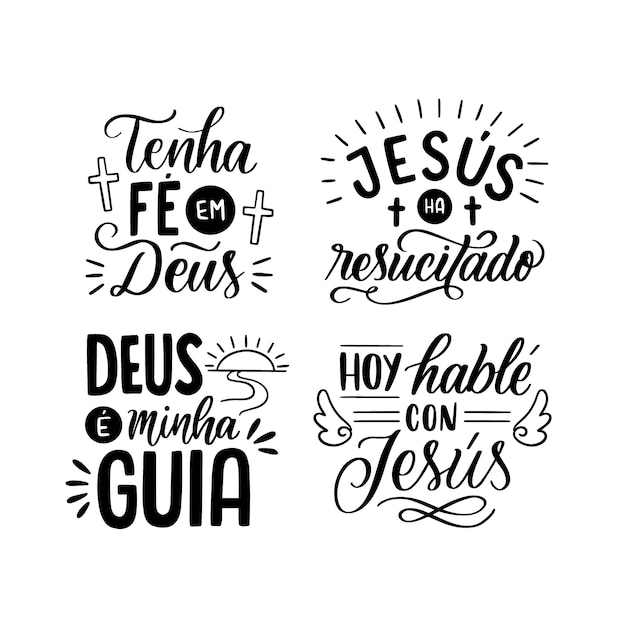 Vector gratuito colección de pegatinas de letras de dios