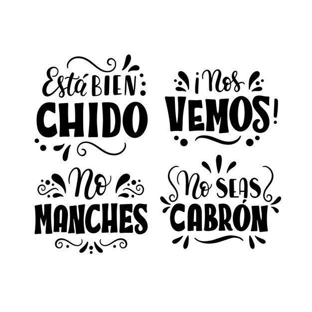 Colección de pegatinas de letras y frases en español