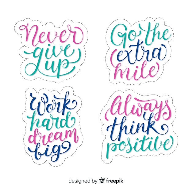 Vector gratuito colección de pegatinas de letras motivacionales