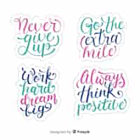 Vector gratuito colección de pegatinas de letras motivacionales