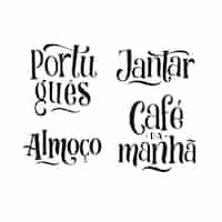 Vector gratuito colección de pegatinas de letras portuguesas monocromáticas