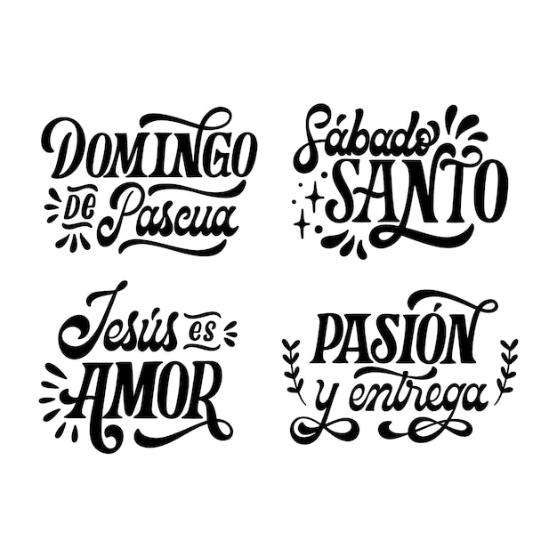 Vector gratuito colección de pegatinas con letras de la semana santa