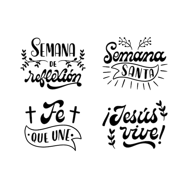 Vector gratuito colección de pegatinas con letras de la semana santa