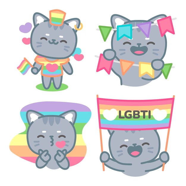 Colección de pegatinas LGBT con el gato Tomomi