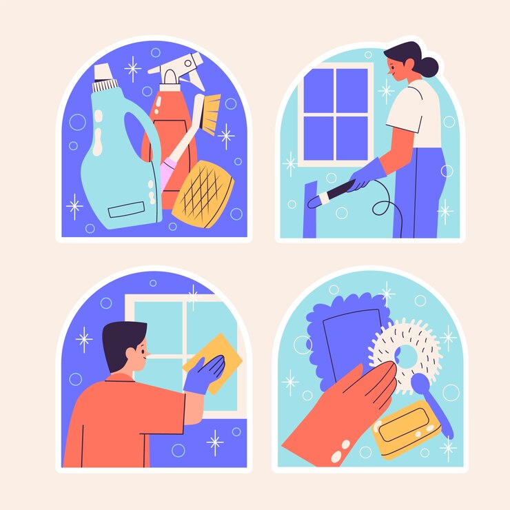 Colección de pegatinas de limpieza ingenuas
