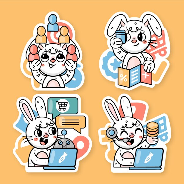 Colección de pegatinas de marketing de Ronnie the Bunny