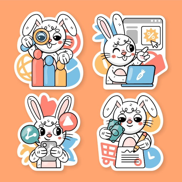 Colección de pegatinas de marketing de Ronnie the Bunny