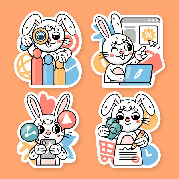 Colección de pegatinas de marketing de Ronnie the Bunny