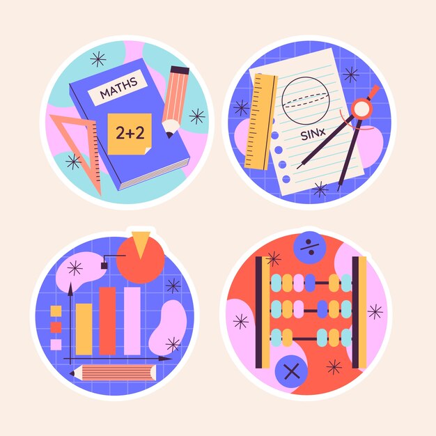 Colección de pegatinas de matemáticas ingenuas