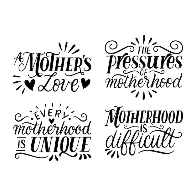 Vector gratuito colección de pegatinas de maternidad con letras