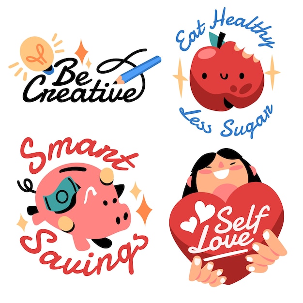 Colección de pegatinas de mentalidad positiva