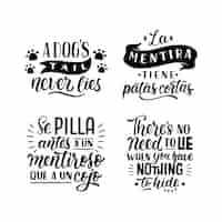 Vector gratuito colección de pegatinas de mentiras de letras