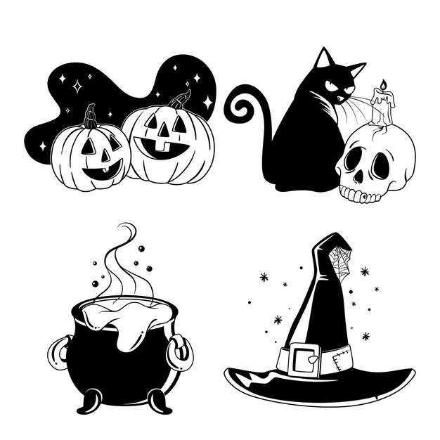 Colección de pegatinas místicas de halloween oscuro