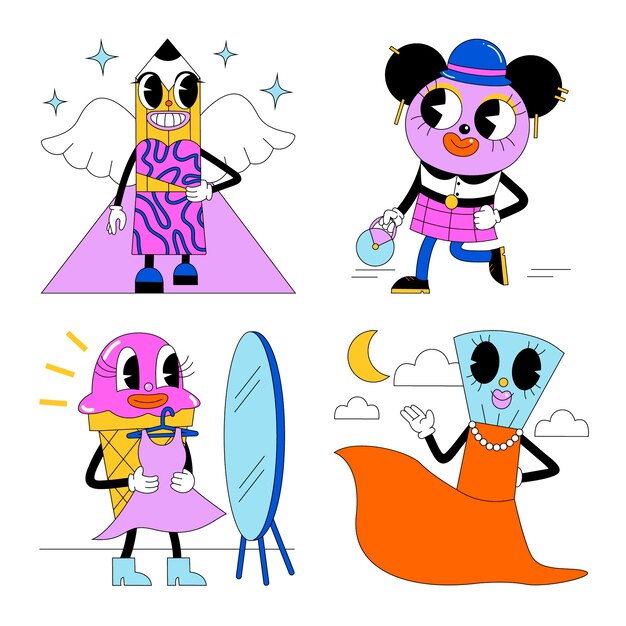 Colección de pegatinas de moda ácida