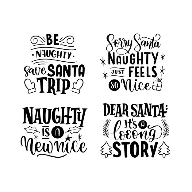 Colección de pegatinas monocromáticas de elementos navideños